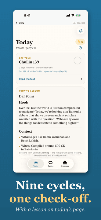 Derekh Daily: Nine cycles, one check-off.